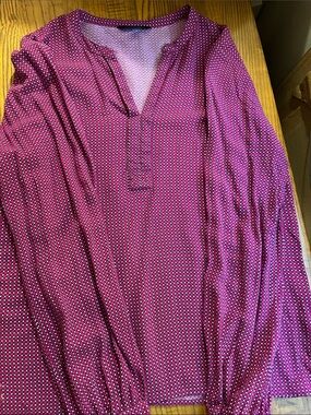 Tommy Hilfiger Pink Dot Long Sleeve Blouse